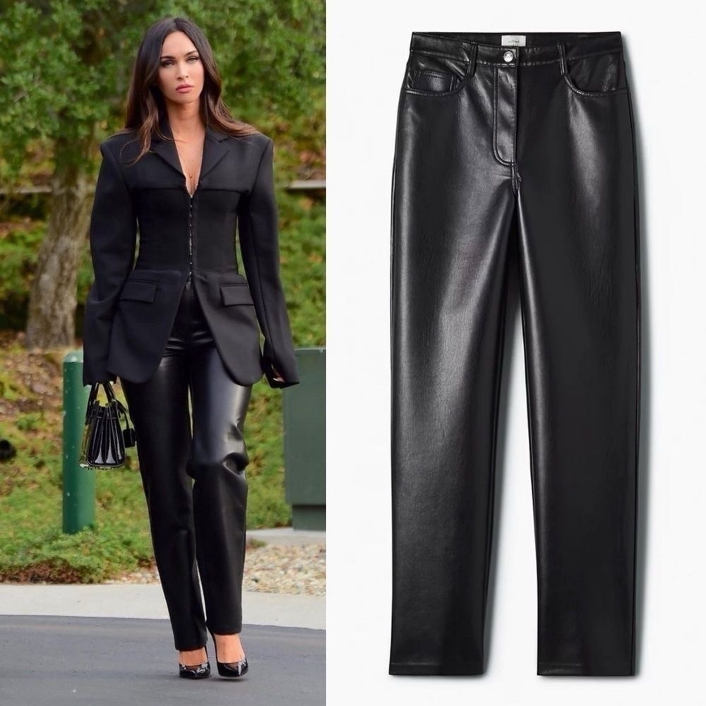 Babaton Black Leather Trousers pants cropped small